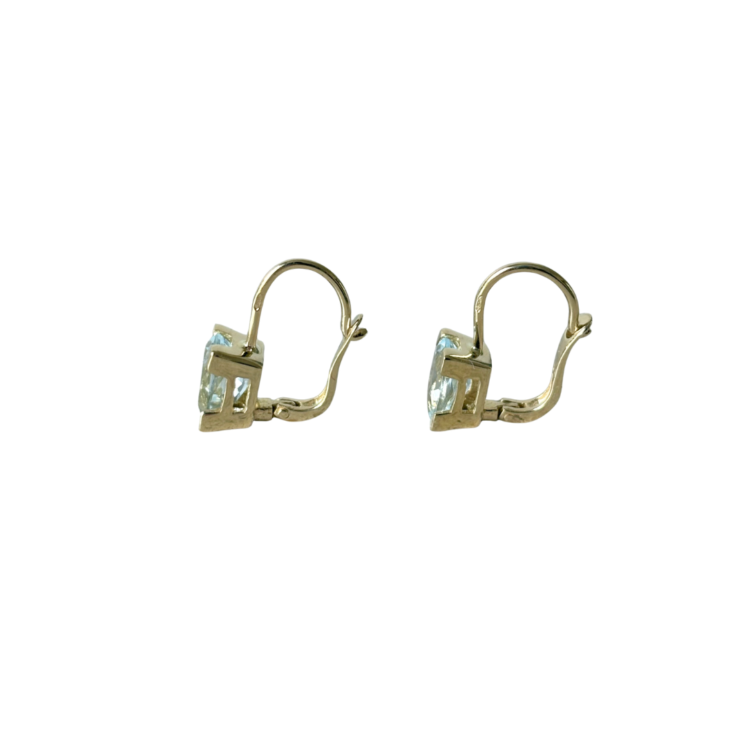 Boucles D'oreilles Dormeuse - Or Jaune 750 & Aigues-Marines