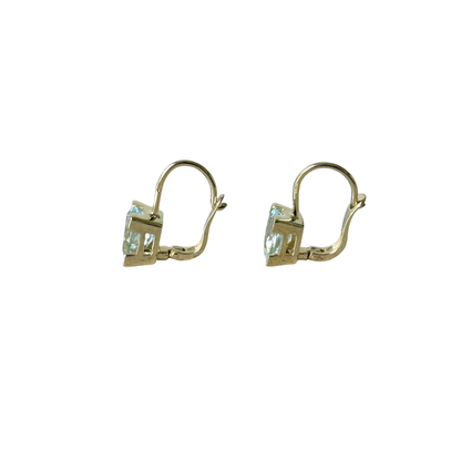 Boucles D'oreilles Dormeuse - Or Jaune 750 & Aigues-Marines