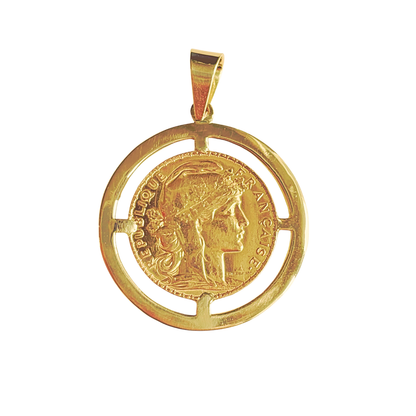 Pendentif Pièce - Or Jaune 750 & Pièce 20 Francs Marianne Coq