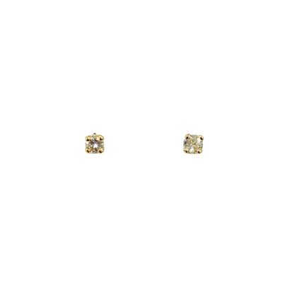 Boucles D'oreilles Puces Solitaire - Or Jaune 750 & Diamants