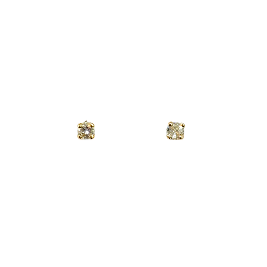 Boucles D'oreilles Puces Solitaire - Or Jaune 750 & Diamants