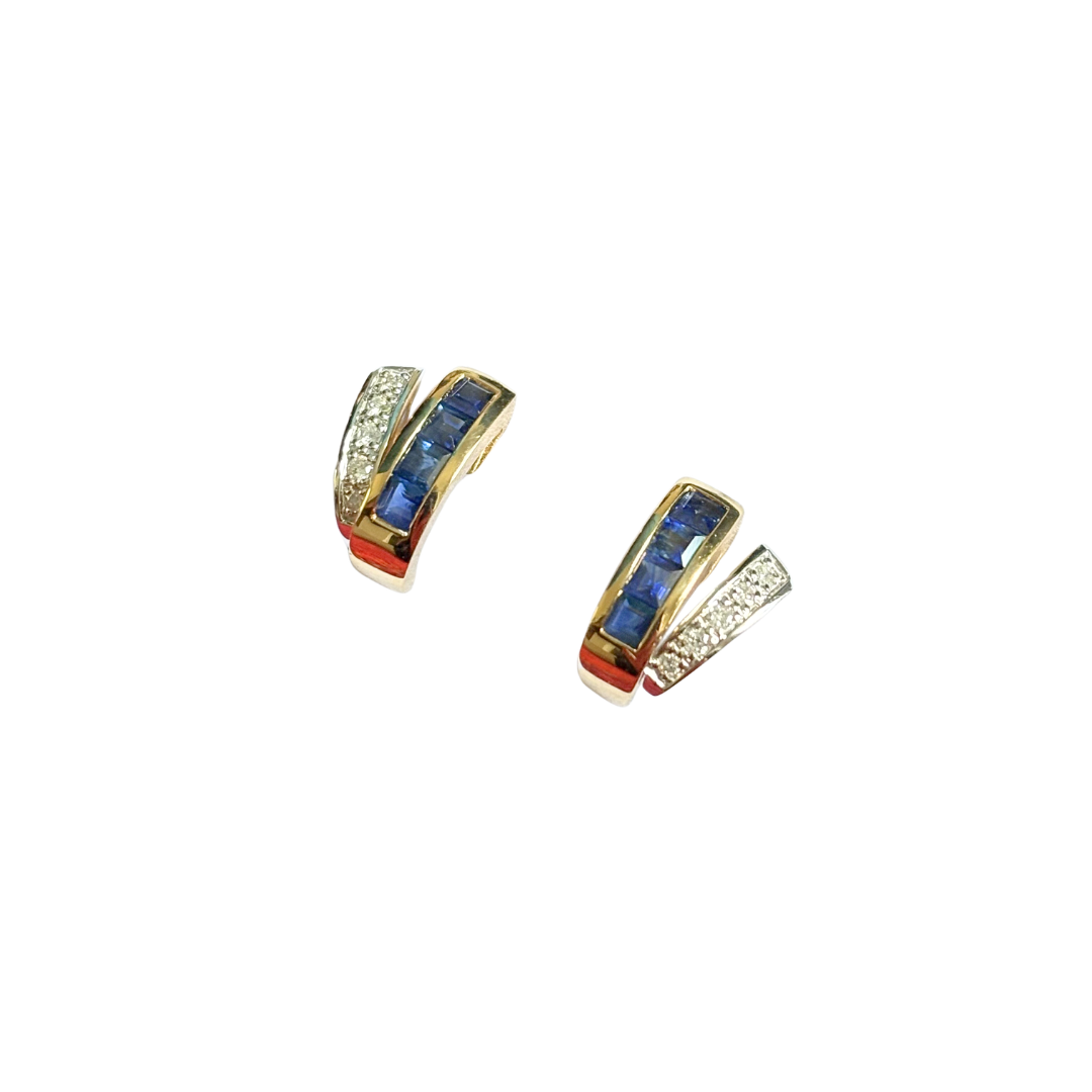 Boucles D'oreilles Vintage Guy Laroche - Or Jaune 750 & Saphirs