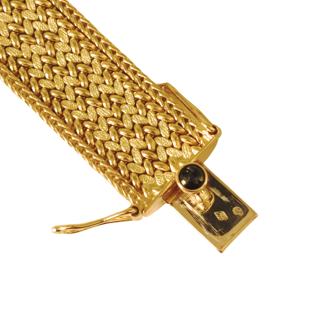 Bracelet Tressé Caplain Paris - Or Jaune 750 & Saphir