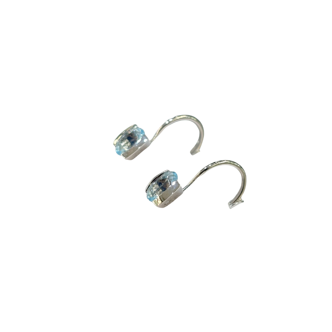 Boucles D'oreilles Dormeuse - Or Blanc 750 & Topazes