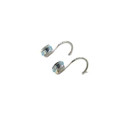 Boucles D'oreilles Dormeuse - Or Blanc 750 & Topazes