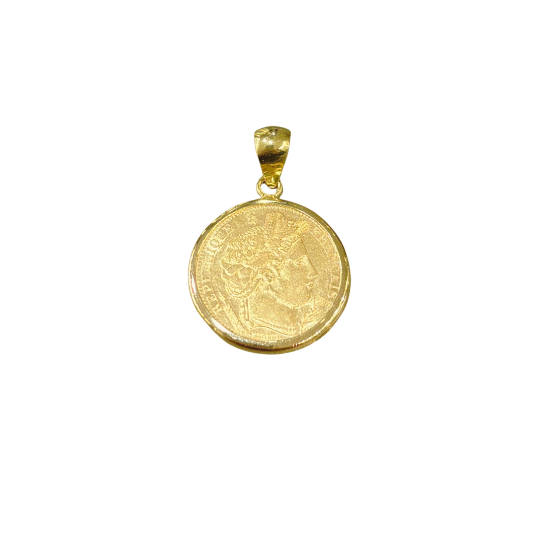Pendentif Pièce - Or Jaune 750 & Pièce 10 Francs Cérès