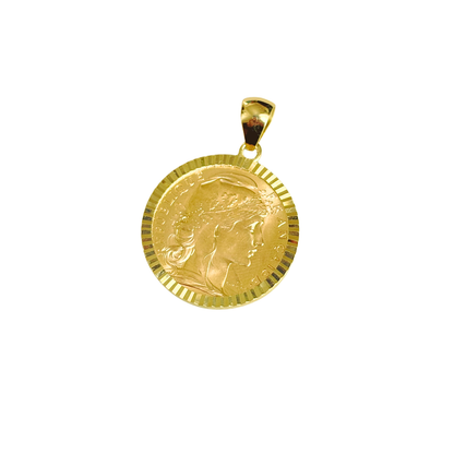 Pendentif Pièce - Or Jaune 750 & Pièce 20 Francs Marianne Coq