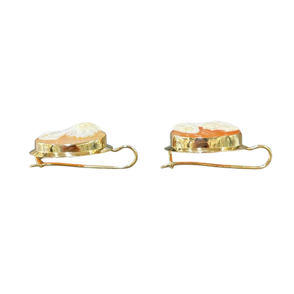 Boucles D'oreilles Vintages - Or Jaune 750 & Camée