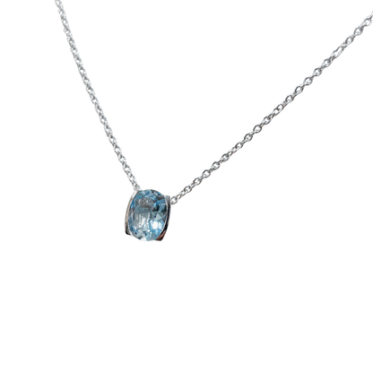 Collier - Or Blanc 750 Topaze & Diamant