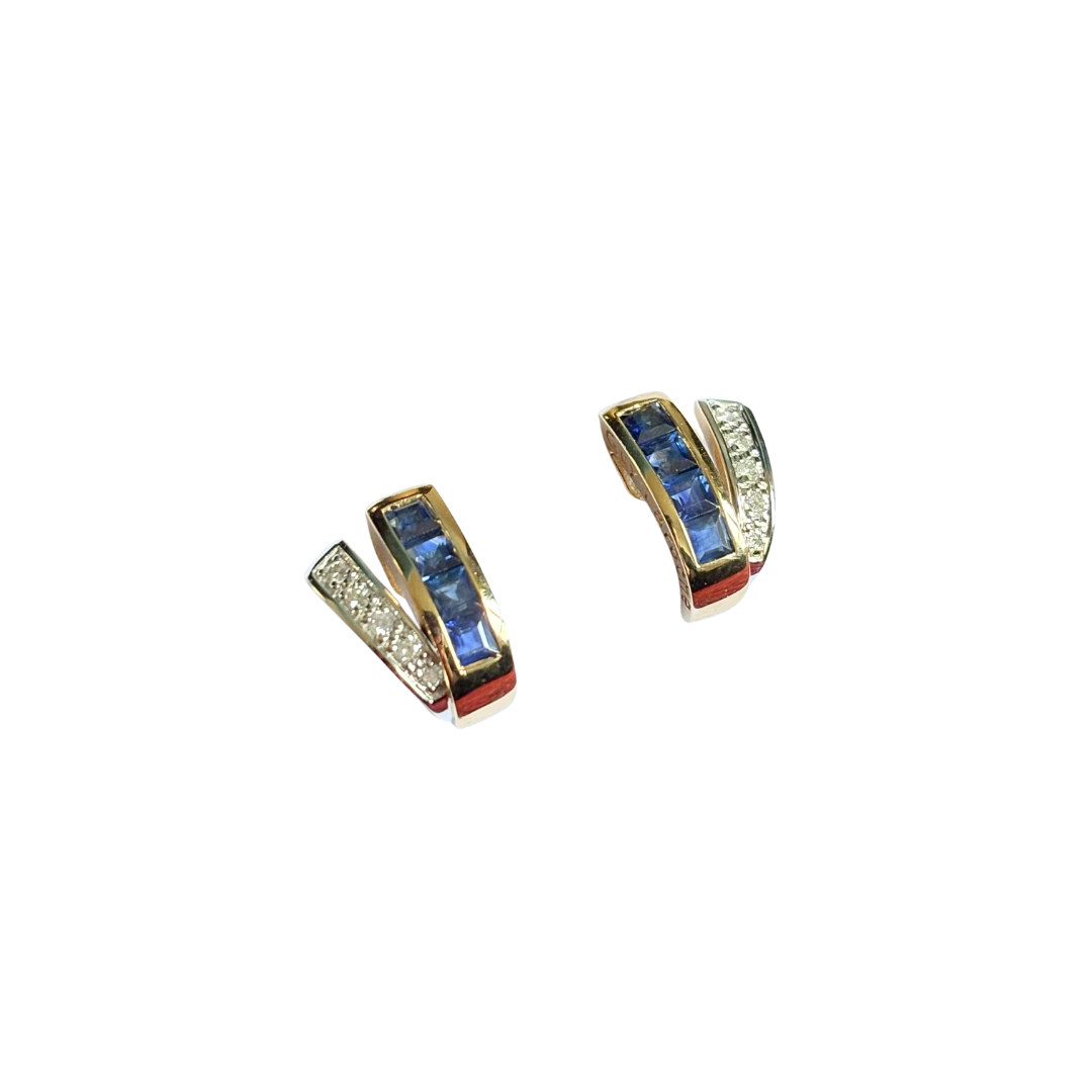 Boucles D'oreilles Vintage Guy Laroche - Or Jaune 750 & Saphirs
