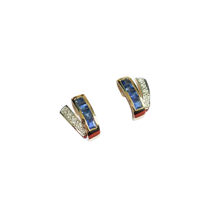 Boucles D'oreilles Vintage Guy Laroche - Or Jaune 750 & Saphirs