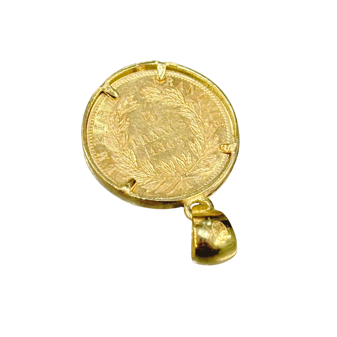 Pendentif Pièce - Or Jaune 750 & Pièce 5 Francs Napoléon