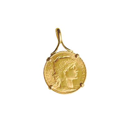 Pendentif Pièce - Or Jaune 750 & Pièce 20 Francs Marianne Coq