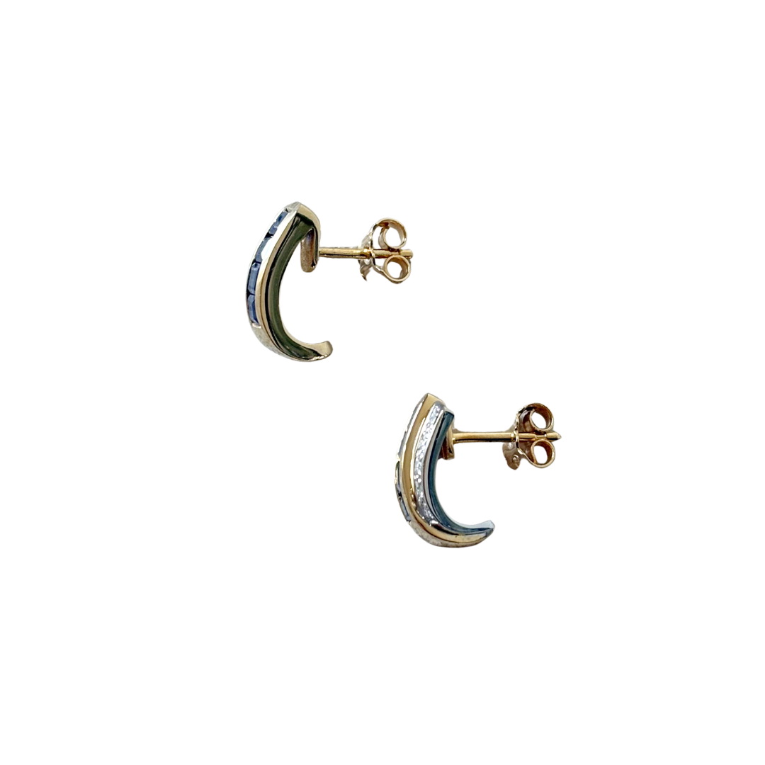 Boucles D'oreilles Vintage Guy Laroche - Or Jaune 750 & Saphirs