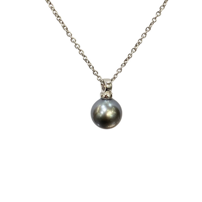 Necklace - 750 White Gold &amp; Natural Tahiti Pearl