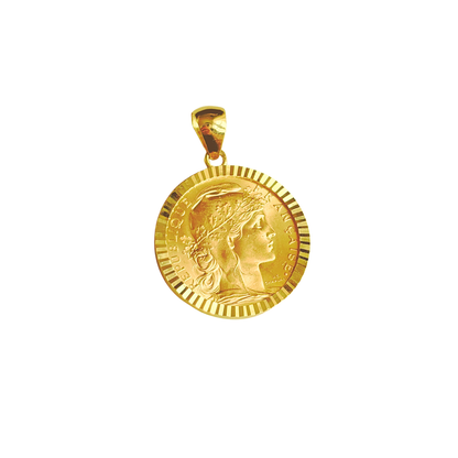 Pendentif Pièce - Or Jaune 750 & Pièce 20 Francs Marianne Coq