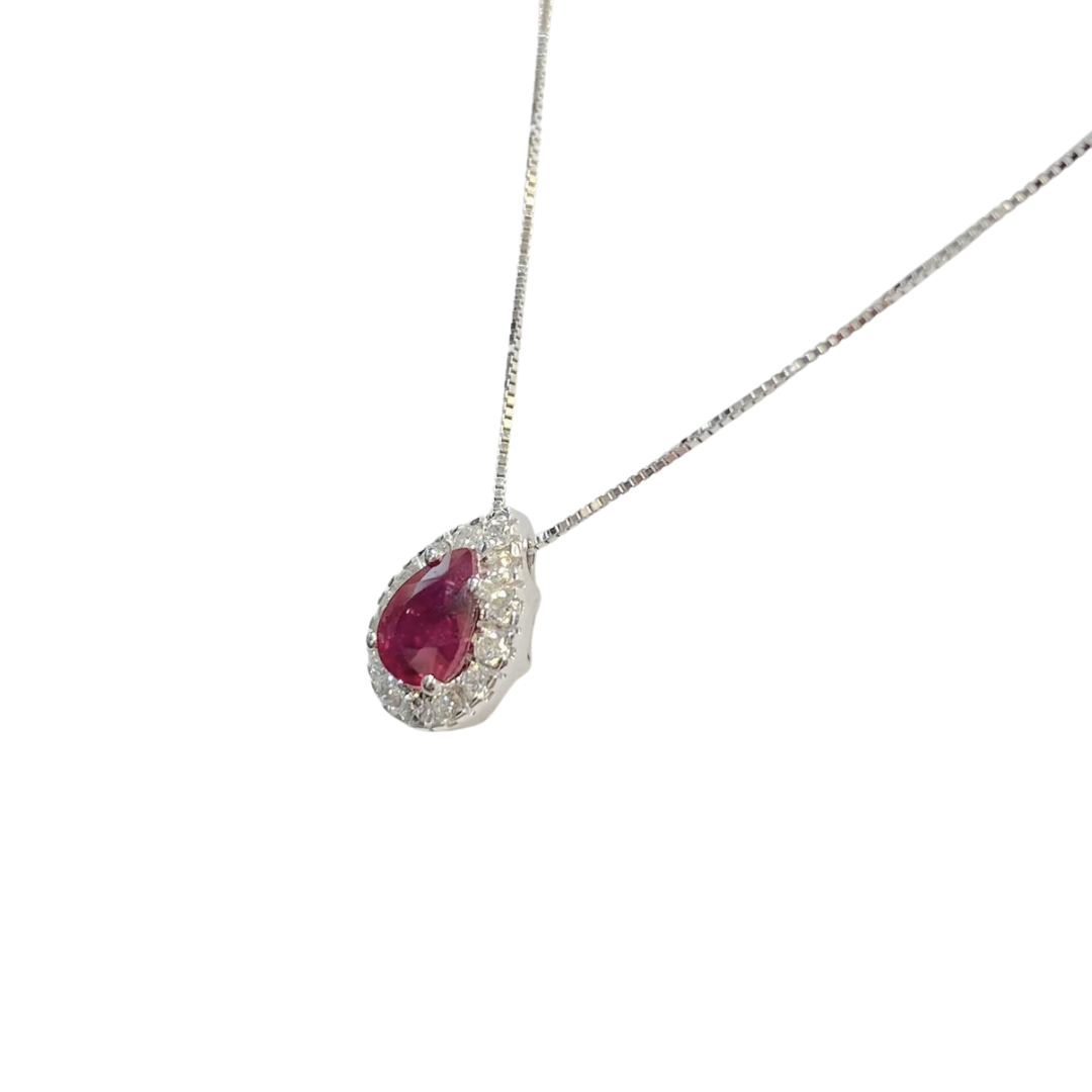 Necklace - 750 White Gold Rubies &amp; Diamonds