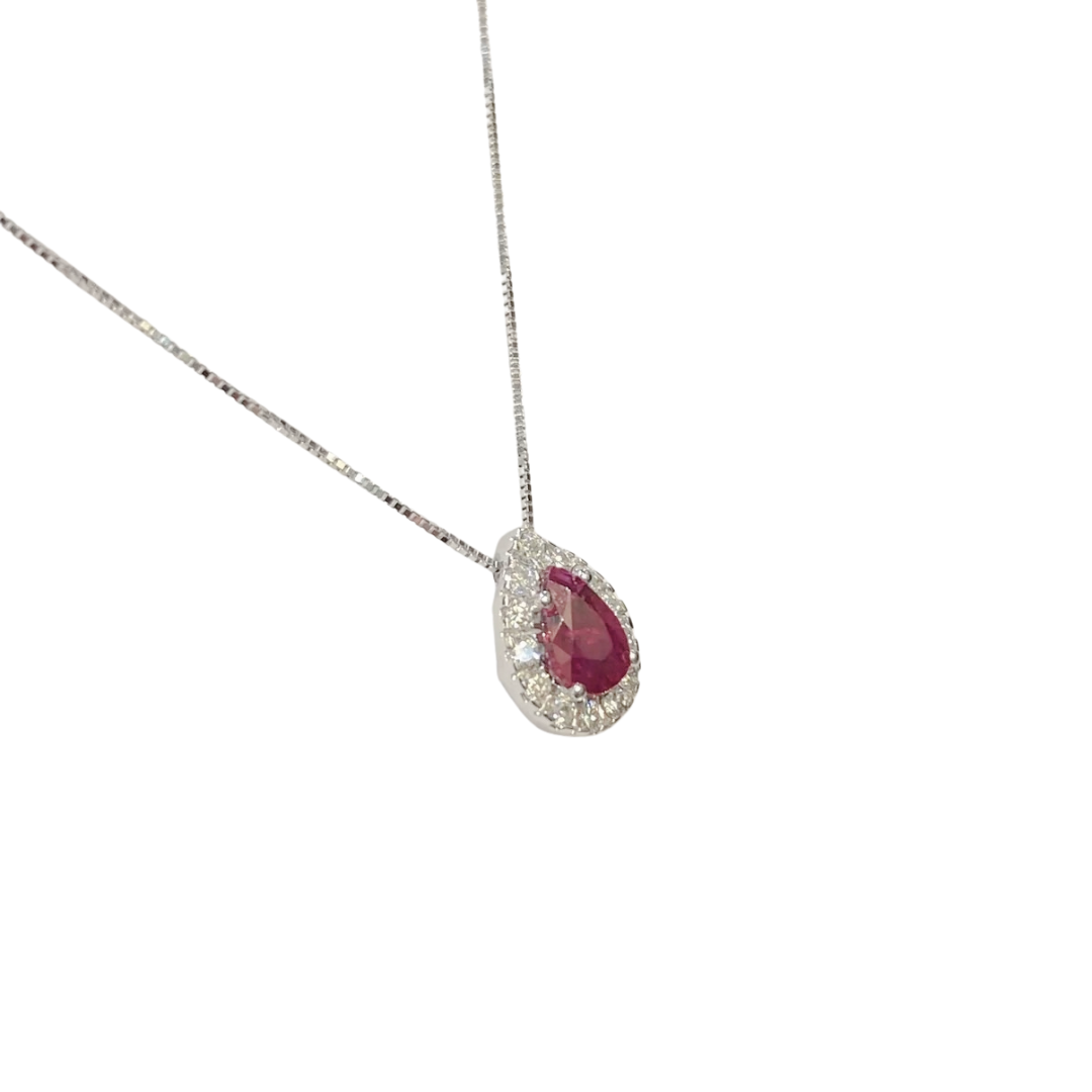 Necklace - 750 White Gold Rubies &amp; Diamonds