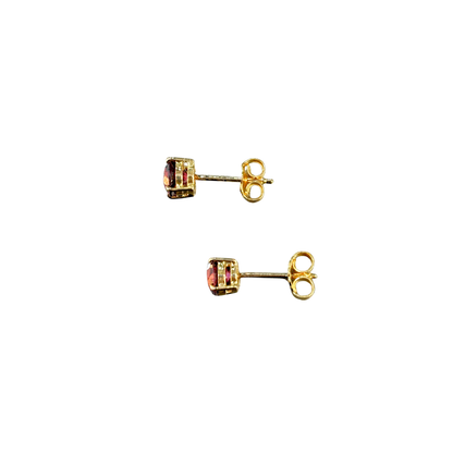 Boucles d'oreilles Puces - Or Jaune 750 & Rubellites