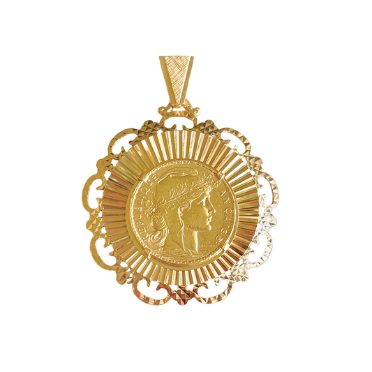 Pendentif Pièce - Or Jaune 750 & Pièce 20 Francs Marianne Coq