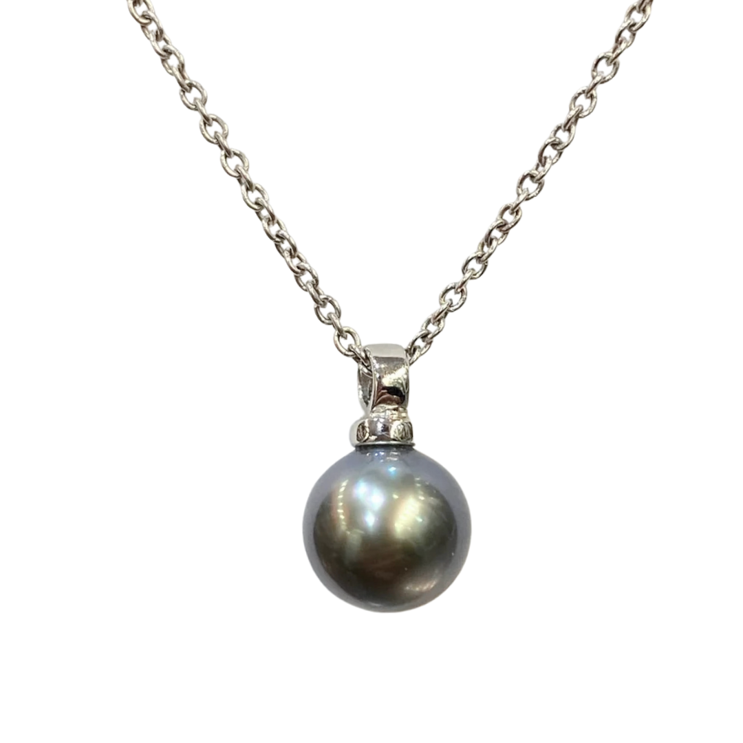 Necklace - 750 White Gold &amp; Natural Tahiti Pearl