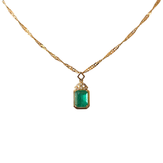 Collier Vintage - Or Jaune 750 & Émeraudes