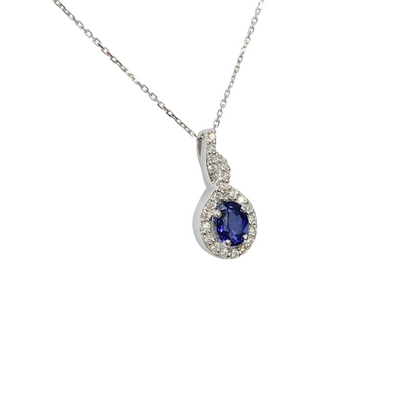 Collier Marguerite - Or Blanc 750 Saphir & Diamants