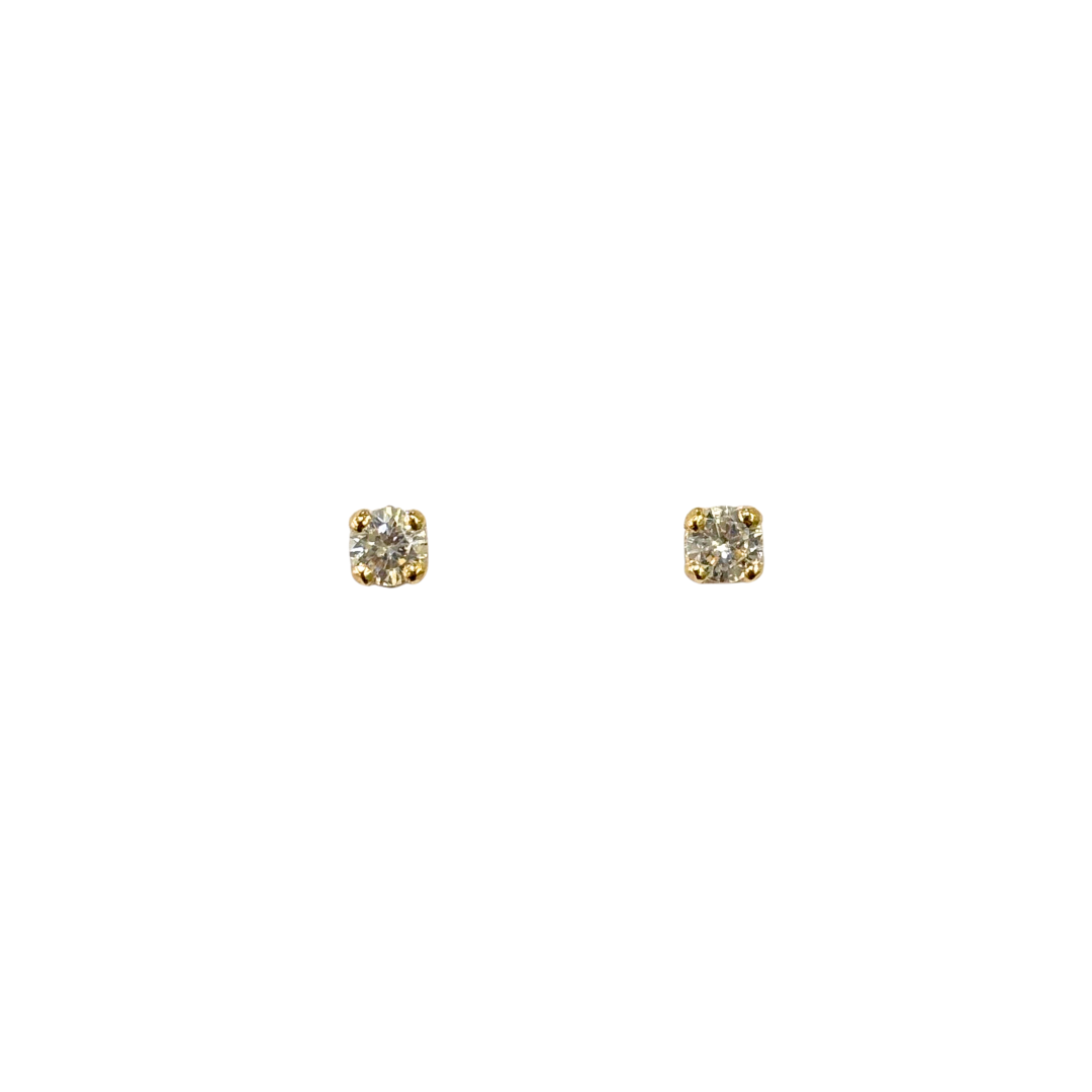 Boucles D'oreilles Puces Solitaire - Or Jaune 750 & Diamants