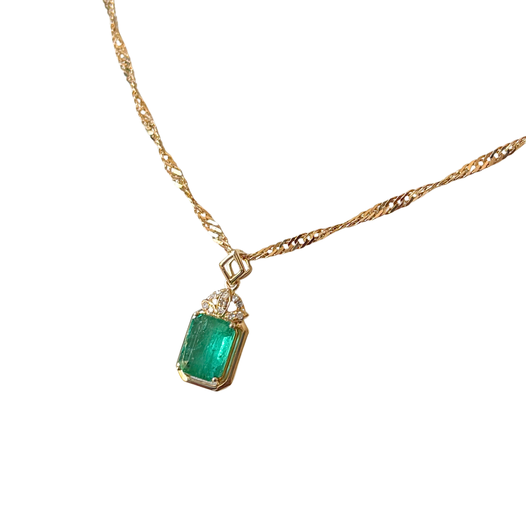 Collier Vintage - Or Jaune 750 & Émeraudes