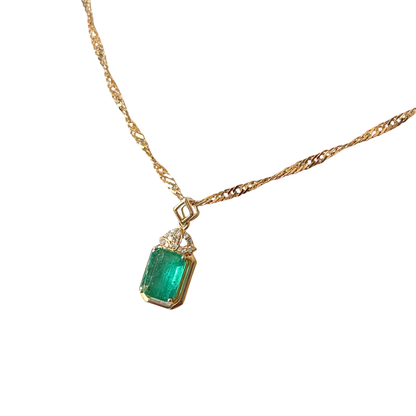 Collier Vintage - Or Jaune 750 & Émeraudes