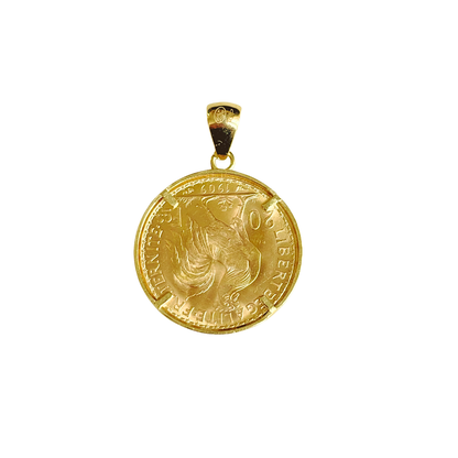 Pendentif Pièce - Or Jaune 750 & Pièce 20 Francs Marianne Coq