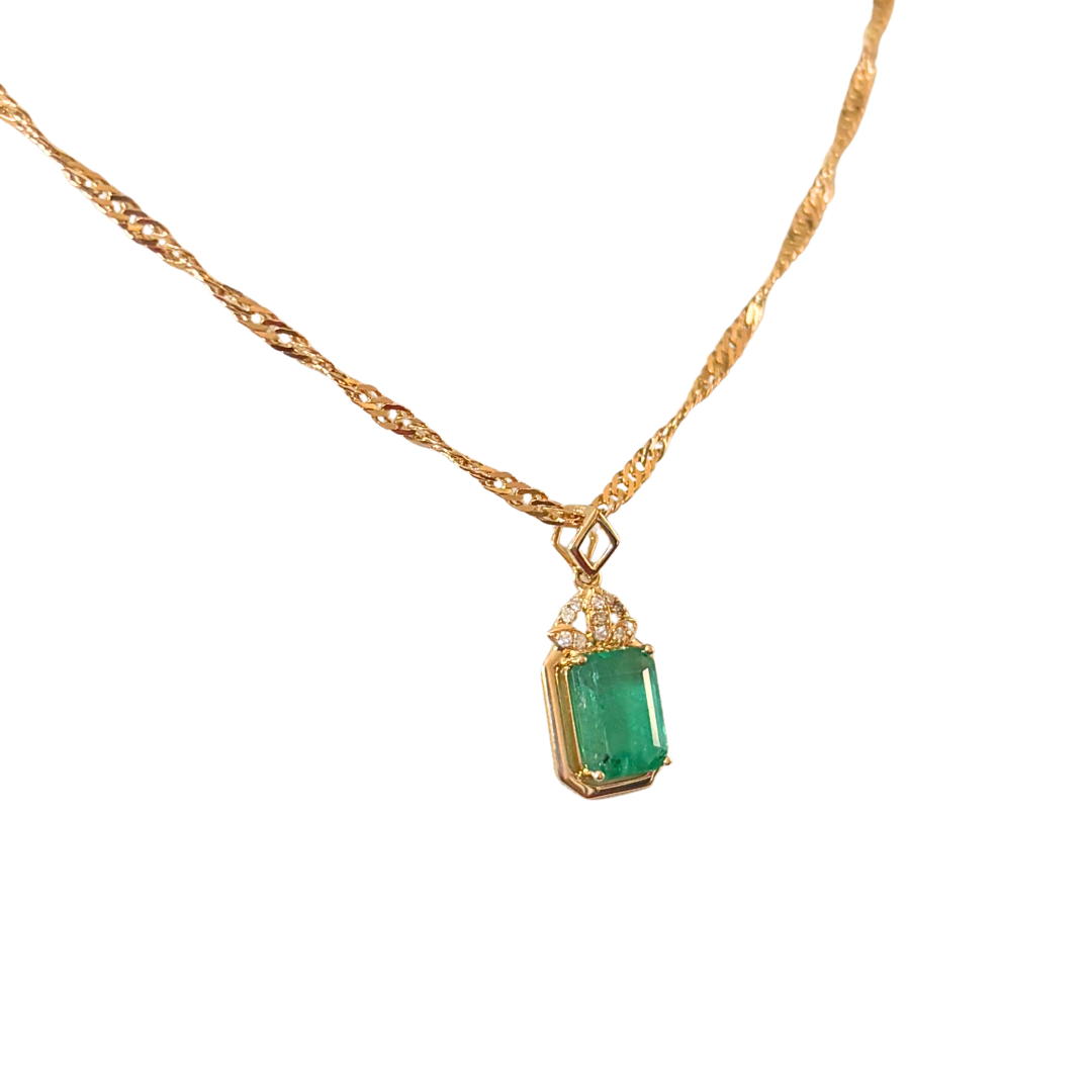 Collier Vintage - Or Jaune 750 & Émeraudes