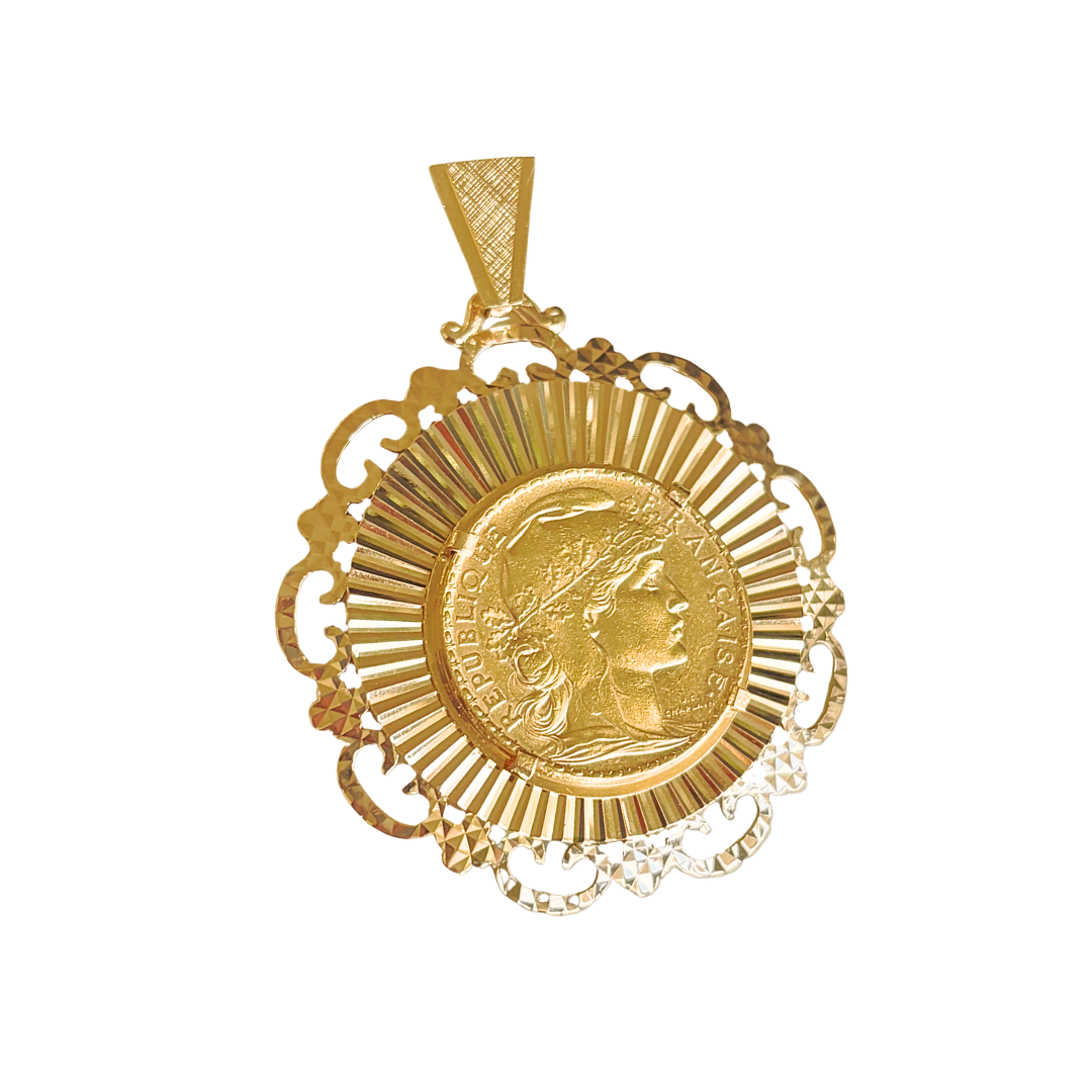 Pendentif Pièce - Or Jaune 750 & Pièce 20 Francs Marianne Coq