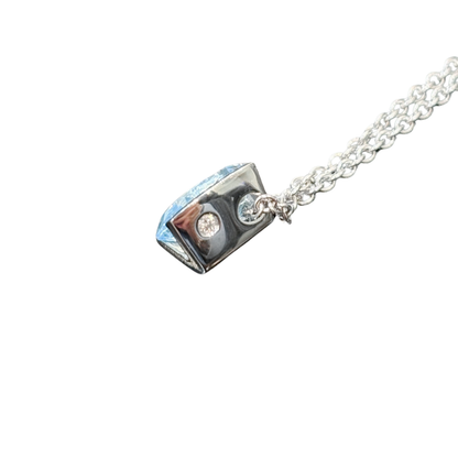 Collier - Or Blanc 750 Topaze & Diamant