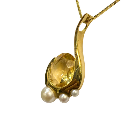 Collier Pazu - Or Jaune 750 Citrine & Perles Naturelles