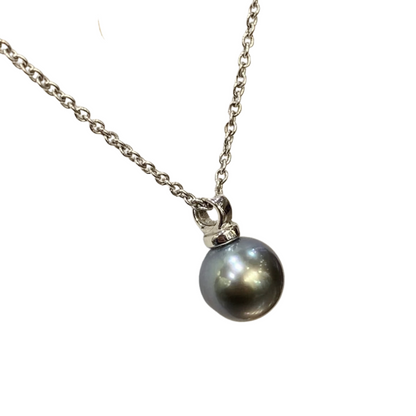 Necklace - 750 White Gold &amp; Natural Tahiti Pearl