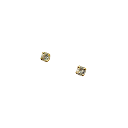 Boucles D'oreilles Puces Solitaire - Or Jaune 750 & Diamants