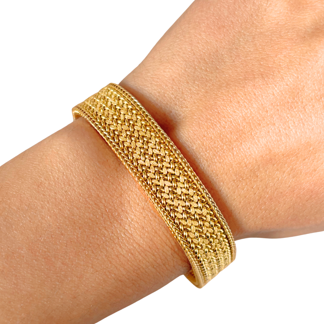 Bracelet Tressé Caplain Paris - Or Jaune 750 & Saphir