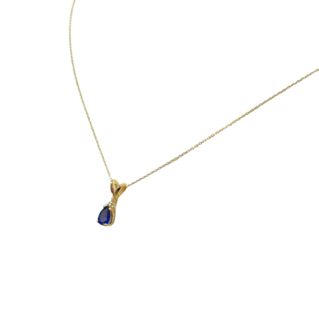 Collier Poire- Or Jaune 750 Saphir & Diamants