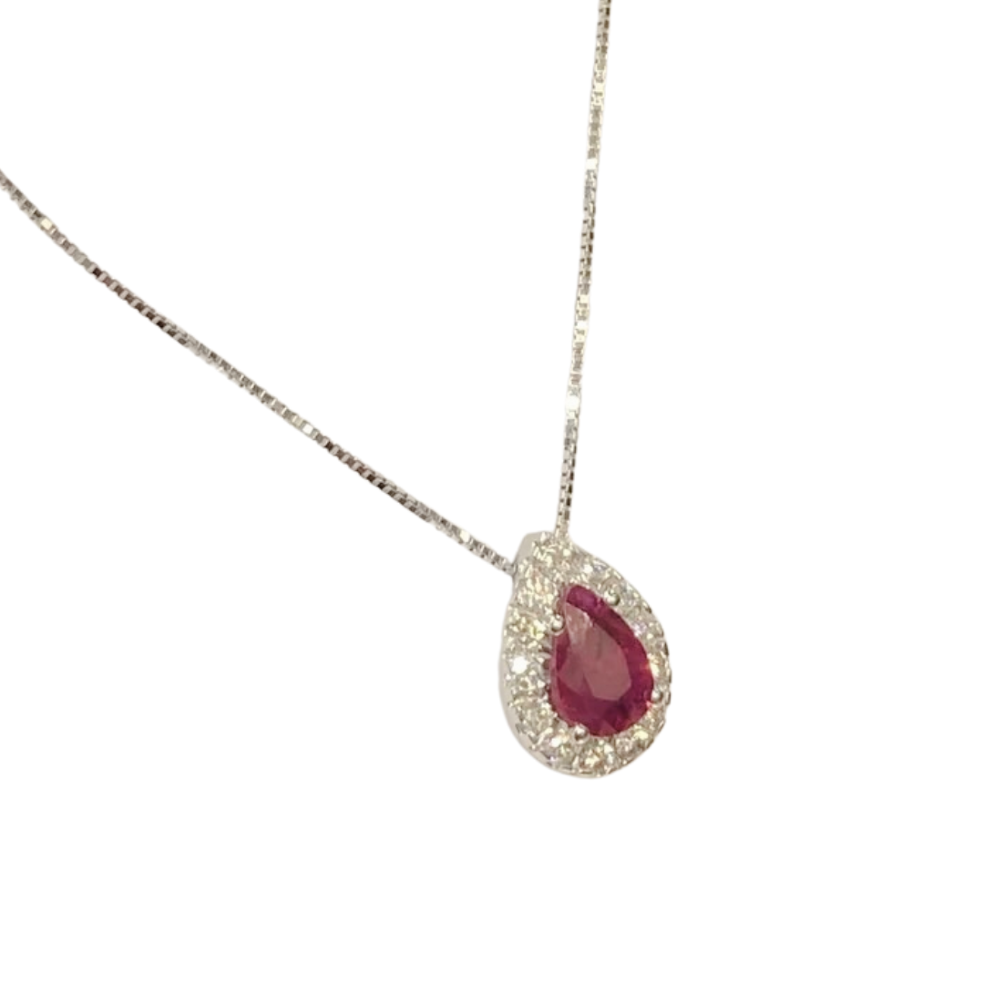 Necklace - 750 White Gold Rubies &amp; Diamonds