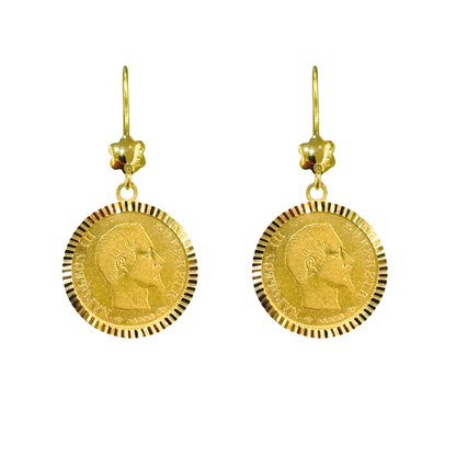 Boucles d'oreilles Pièces - Or Jaune 750 & Pièces 10 Francs Napoléon