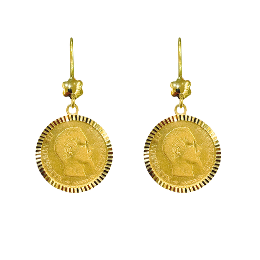 Boucles d'oreilles Pièces - Or Jaune 750 & Pièces 10 Francs Napoléon