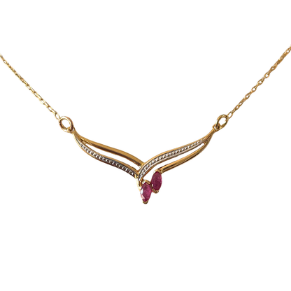 Collier Floral - Or Jaune 750 & Rubis