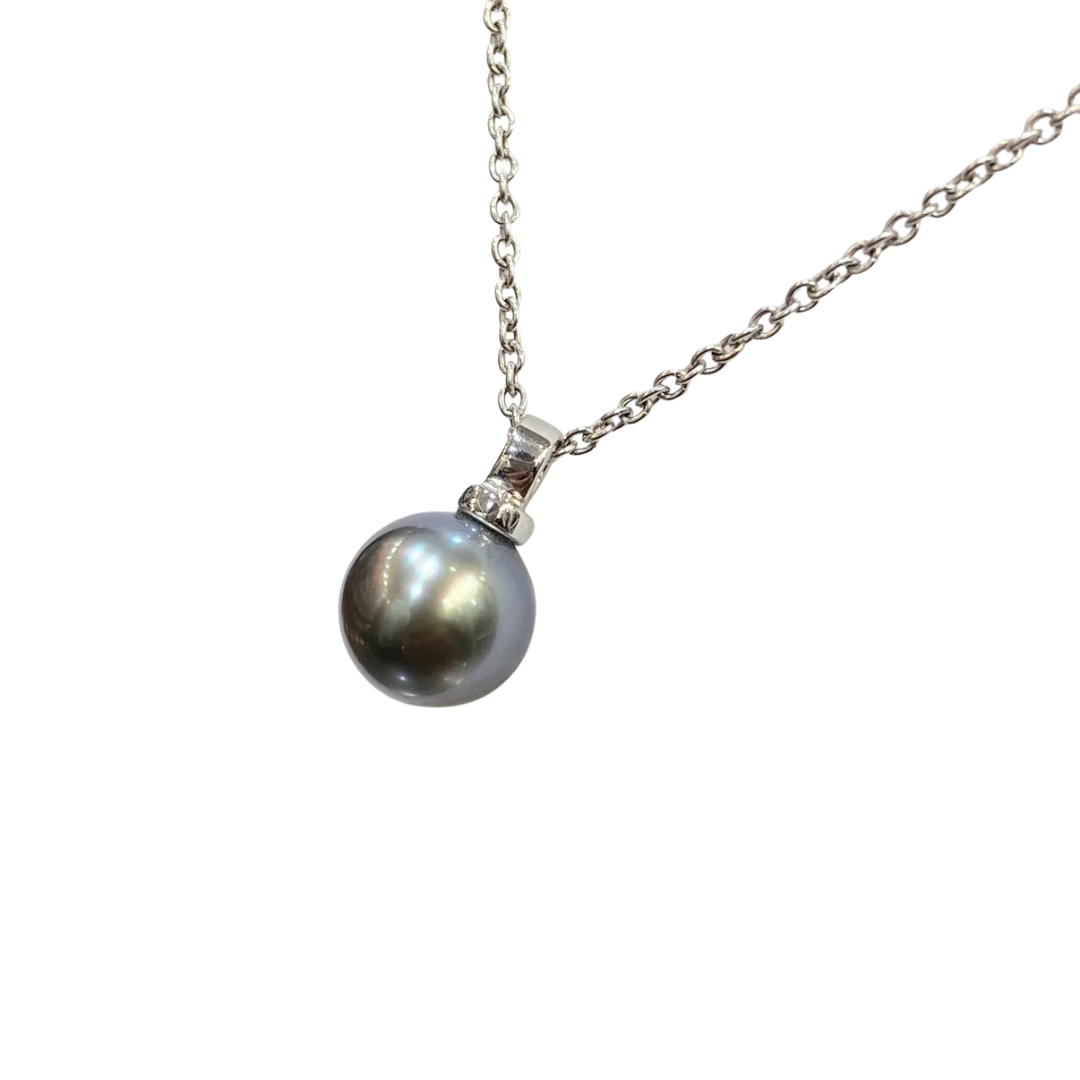 Necklace - 750 White Gold &amp; Natural Tahiti Pearl