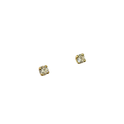 Boucles D'oreilles Puces Solitaire - Or Jaune 750 & Diamants