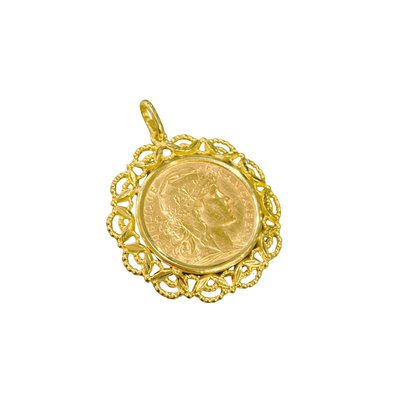 Pendentif Pièce - Or Jaune 750 & Pièce 20 Francs Marianne Coq