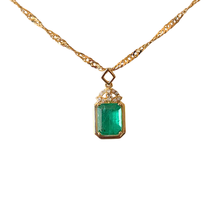 Collier Vintage - Or Jaune 750 & Émeraudes