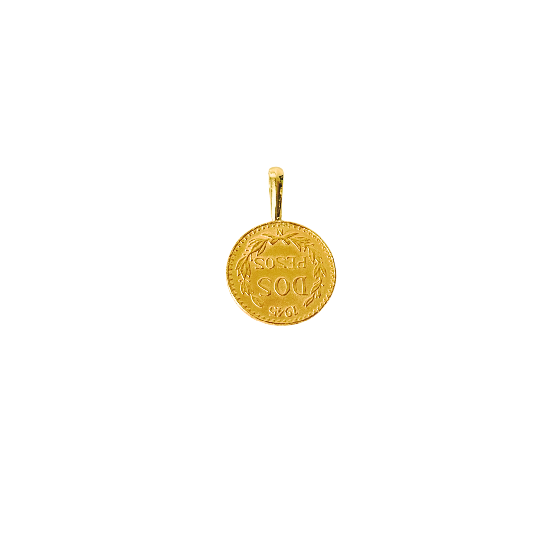 Pendentif Pièce - Or Jaune 750 & Pièce 2 Pesos