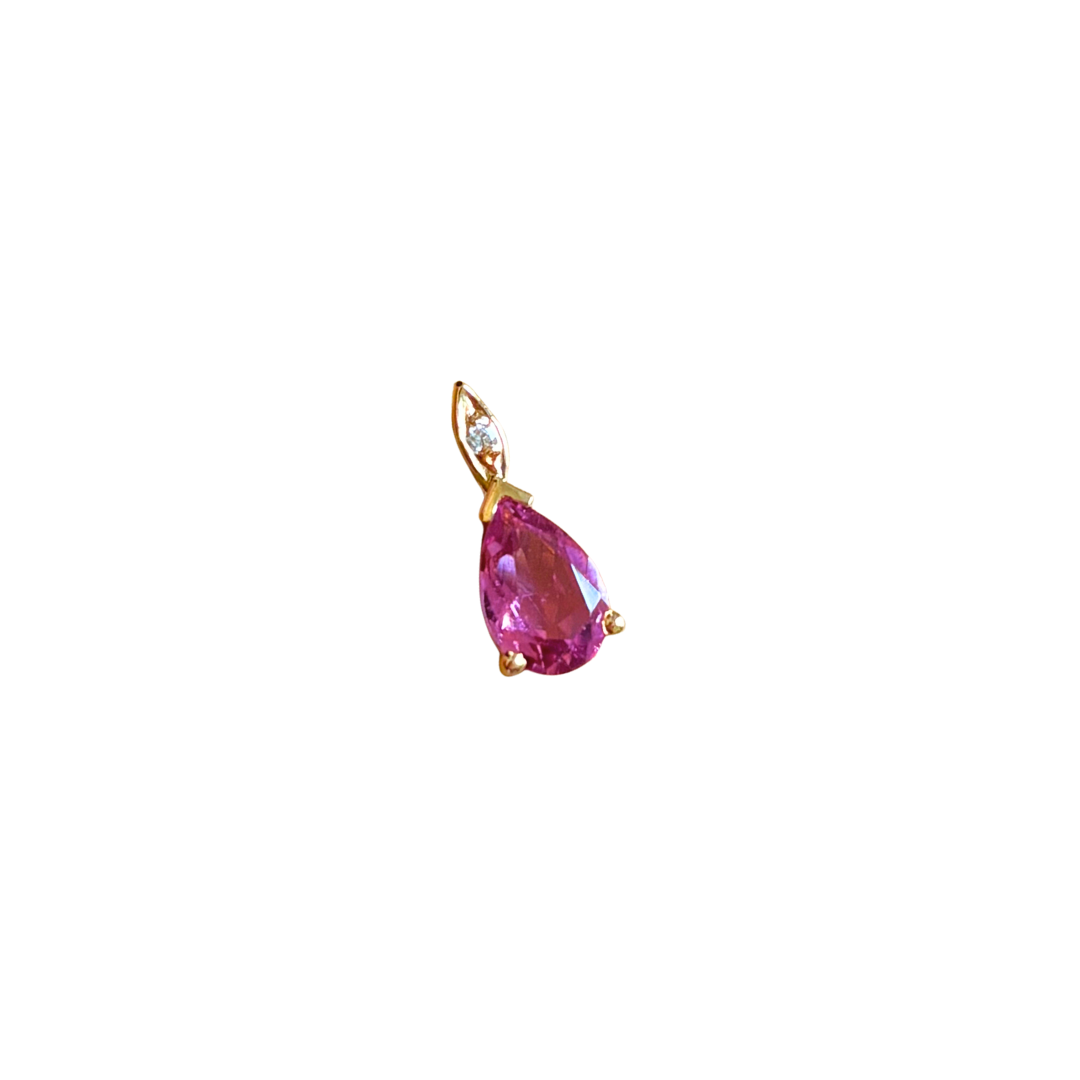 Pendentif Poire - Or Jaune Tourmaline & Diamant