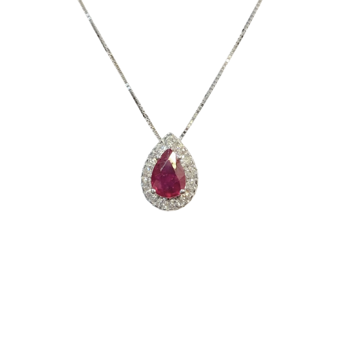 Necklace - 750 White Gold Rubies &amp; Diamonds